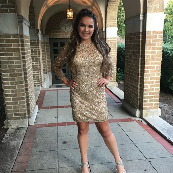 Homecoming- SCALA Gold Sequined Formal Dress *EUC - Picture 3 of 8